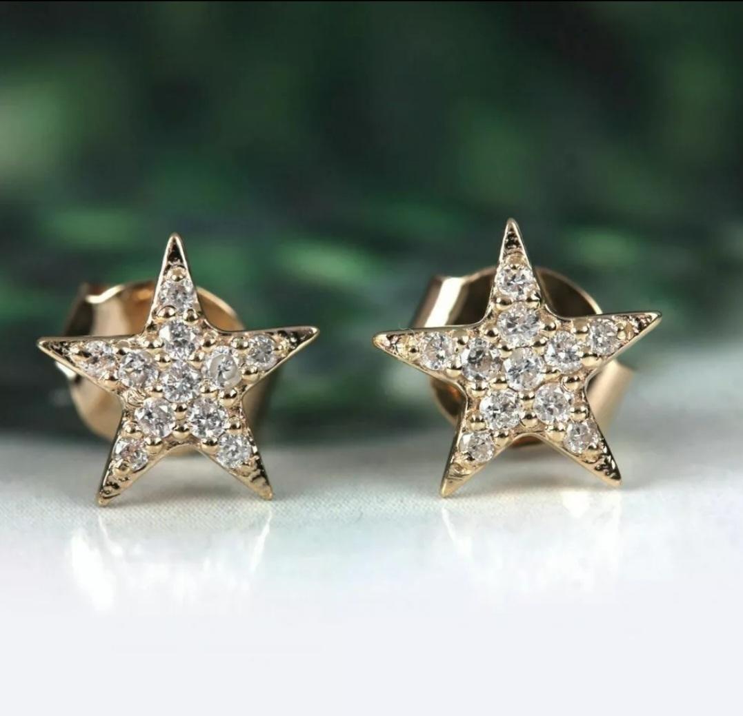 Natural Pave Diamond Star Stud Earring 14k Gold Fine Jewelry Solid Gold Jewelry.

Total Carat Weight
0.24 & Under
Style
Stud
Base Metal
Yellow Gold, 14k
Fastening
Butterfly
Metal Purity
14k
Metal
Yellow Gold
Size
8x8mm Approx
14k Gold Weight
0.95