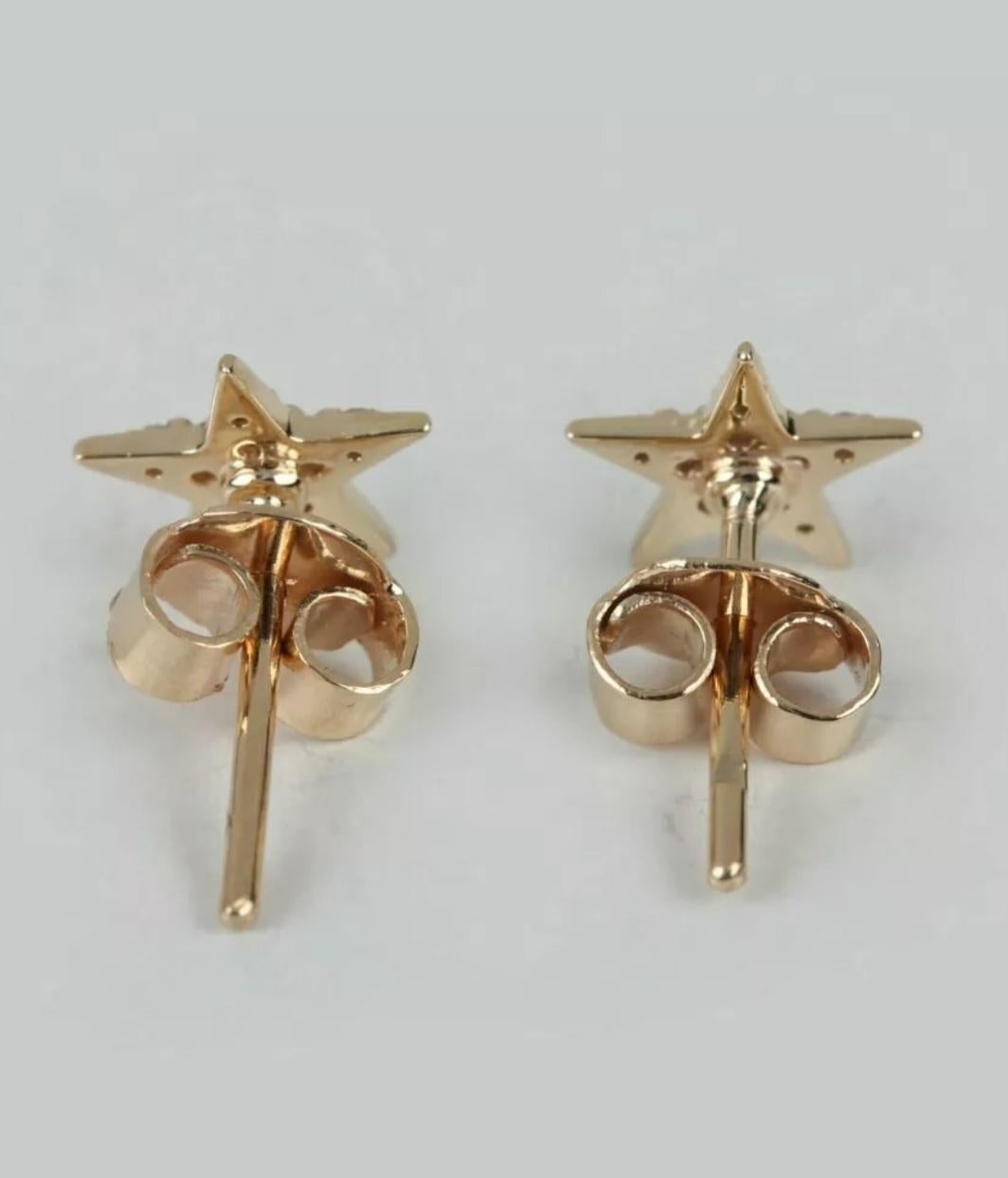 Natural Pave Diamond Star Stud Earring 14k Gold Fine Jewelry Solid Gold Jewelry. For Sale 3