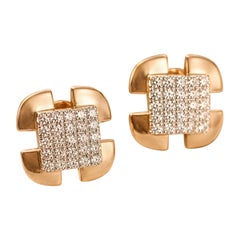 Natural Pave Diamond Stud Earrings 925 Sterling Silver Square Styled Earrings.