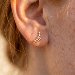 Natural Pave Diamond Studs For Women 925 Sterling Silver Five Stone Earrings.