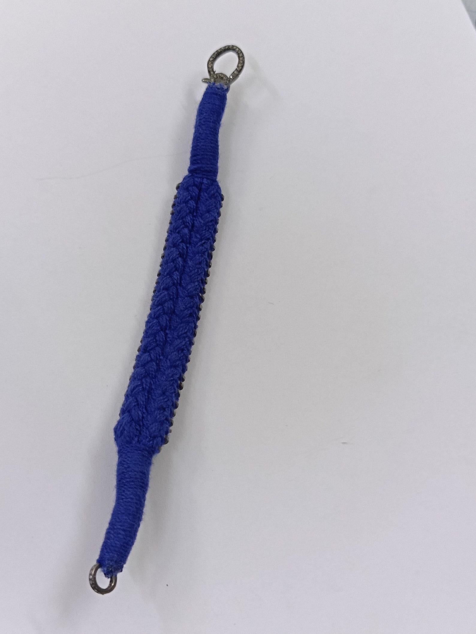 Natural Pave Diamond Thread Macrame Bracelets 925 Sterling Silver Antique Gift. 

Materials: Cotton, Silk, Silver
Closure: Lobster claw
Bracelet length: 7 Inches
Material: 925 sterling silver