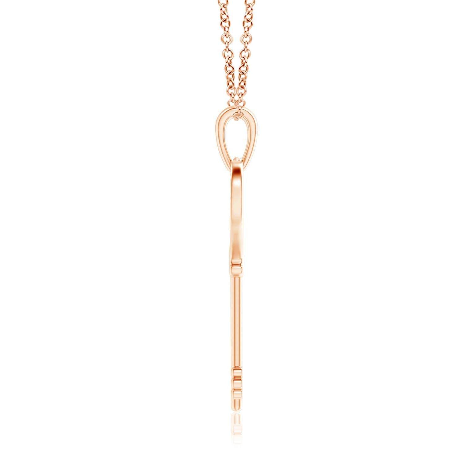 ANGARA Colgante de llave de corazón con diamantes naturales engastados con pavé de 0,13 ctw en oro rosa de 14 quilates en Nuevo estado para la venta en Los Angeles, CA