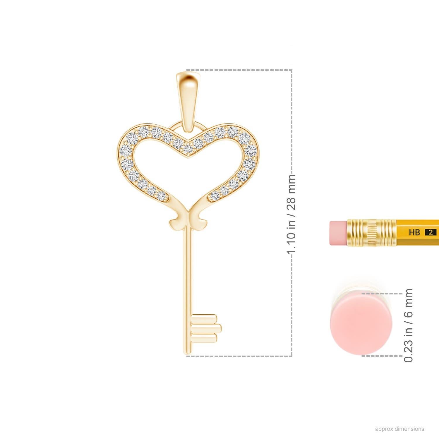 Moderne ANGARA Pendentif cœur en or jaune 14 carats serti de diamants 0,13 carat poids total en vente