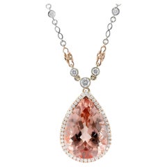 Natural Peach Morganite Gemstone 17.01 carats set in 14K Rose Gold with Diamonds