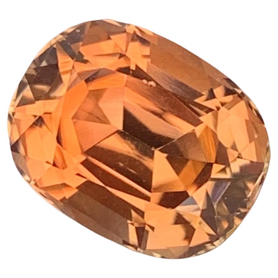 Natural Peach Orange Tourmaline Ring Gem 4.45 Carat Cushion Loose Gemstone For Sale