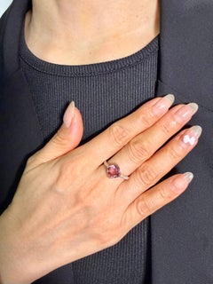 Natural Peach Pink Spinel 8.3mm x 8mm & Diamond Cocktail Ring, 18K Rose Gold