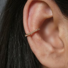 Natural Peach Sapphire Gemstone Solid 14k Yellow Gold Jewelry Cartilage Ear Cuff