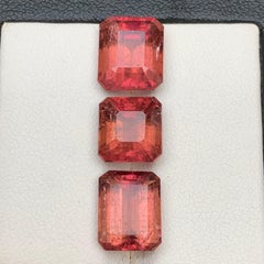 Natural Peachy Hue Pink Tourmaline Emerald Cut 13.76 Carat Loose Gemstone Parcel
