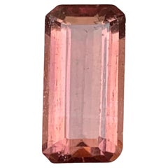 Natural Peachy Pink Tourmaline Emerald Cut 3.72 Carat Loose Gemstone for Ring