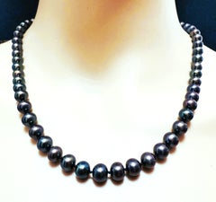 Natural Peacock Single Strand Pearl Necklace with 14k Yellow Gold Heart Clasp