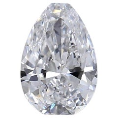 Diamant taille poire brillant naturel de 0,52 carat D VS2, certifi GIA