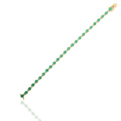 Natural Pear Cut Emerald Diamond Bracelet Made in 18k Solid Yellow Gold