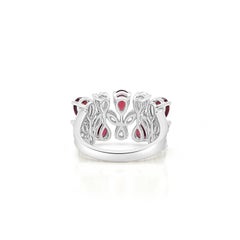Natural Pear cut Ruby (No Heat) and Pear cut White Diamond Ring in 18K Gold