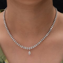 Pear Diamond Tennis Necklace Marquise Drop Pendant All Tariffs Paid 18K Gold