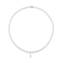 Collar de tenis de diamantes pera naturales con colgante de gota marquesa Oro blanco de 18 quilates