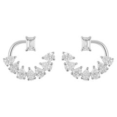 Orecchini a pera naturale con diamante taglio smeraldo Oro bianco 14 carati Gioielli di pregio