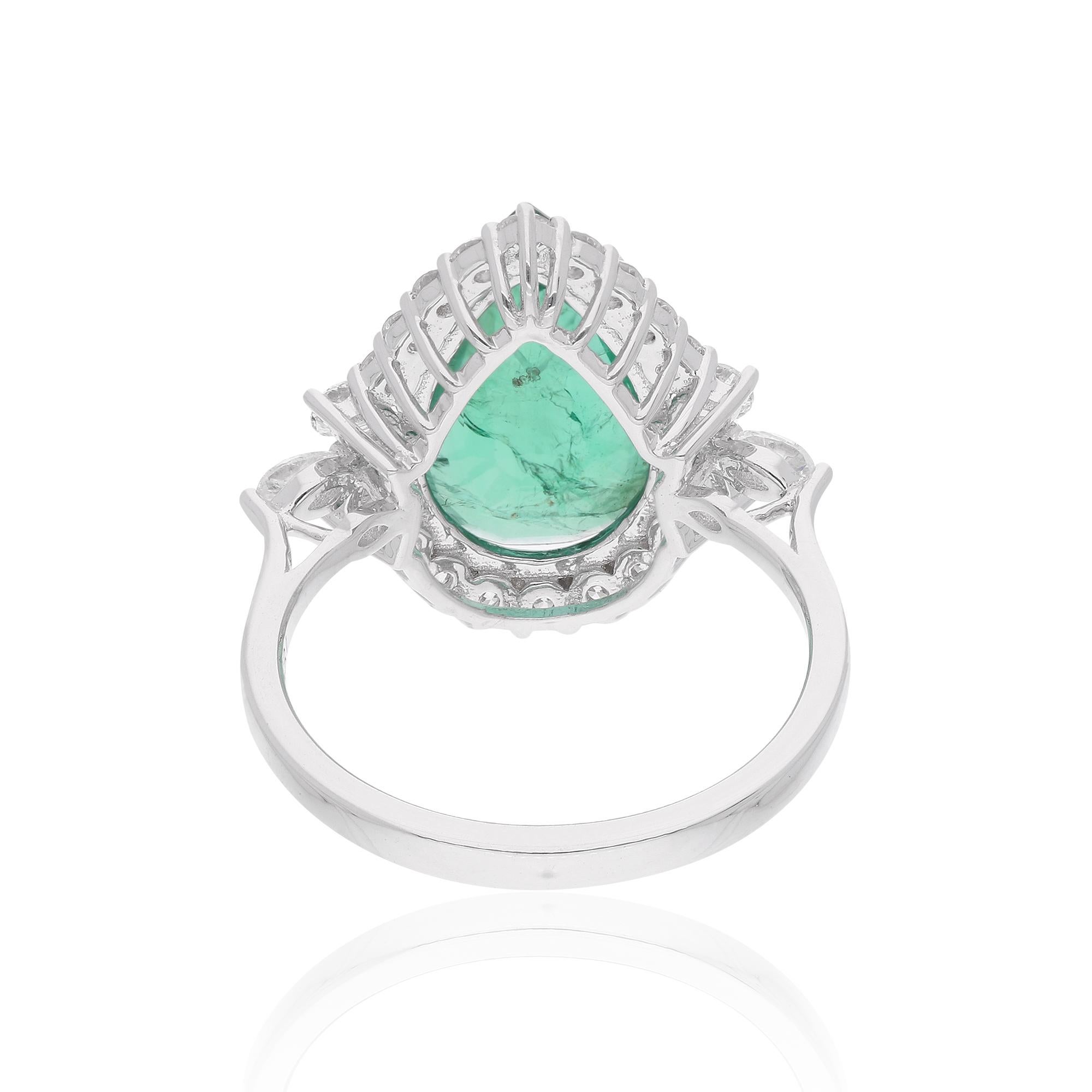Item Code :- SER-24013
Gross Wt. :- 4.64 gm
18k Solid White Gold Wt. :- 3.85 gm
Natural Diamond Wt. :- 0.84 Ct.  (AVERAGE DIAMOND CLARITY SI1-SI2 AND Colour H-I)
Emerald Wt. :- 3.13 Ct.
Ring Size :- 7 US & All size available

✦