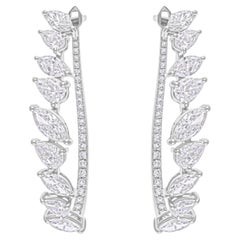 Orecchini a cerchio con diamanti tondi e marquise a pera naturale Gioielli in oro bianco 18 carati
