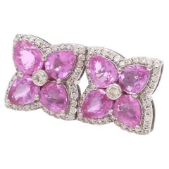 Natural pear pink sapphire diamond stud tops earrings in 18k gold