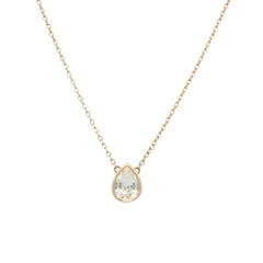 Natural Pear Shape Diamond Bezel Set 14-Karat Pendant Necklace In Stock