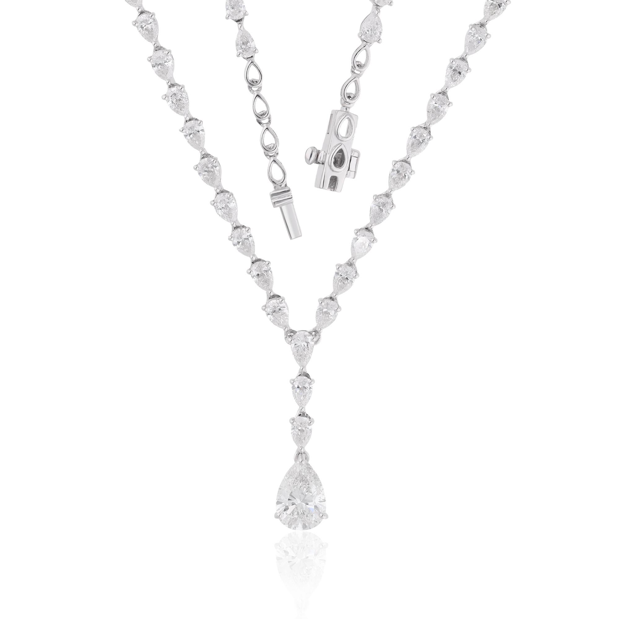 Immerse yourself in the timeless elegance of this Natural Pear Shape Diamond Necklace, meticulously crafted in radiant 14 Karat White Gold. Handmade with precision and care, this exquisite piece of fine jewelry is a celebration of sophistication and