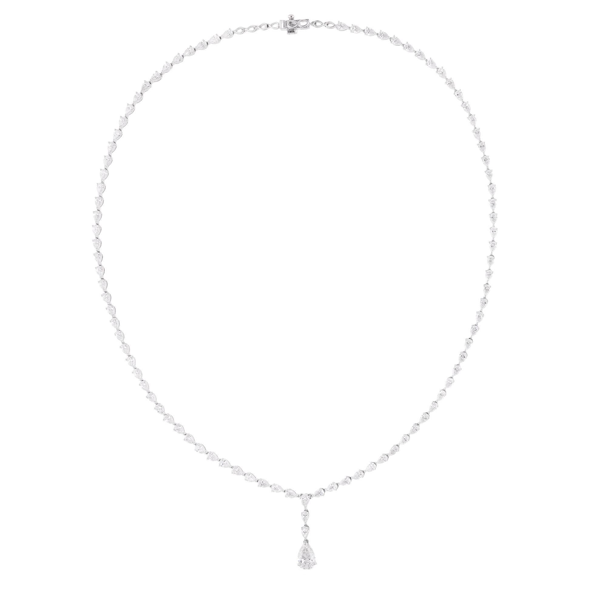 Natural Pear Shape Diamond Necklace 18 Karat White Gold Handmade Fine Jewelry For Sale