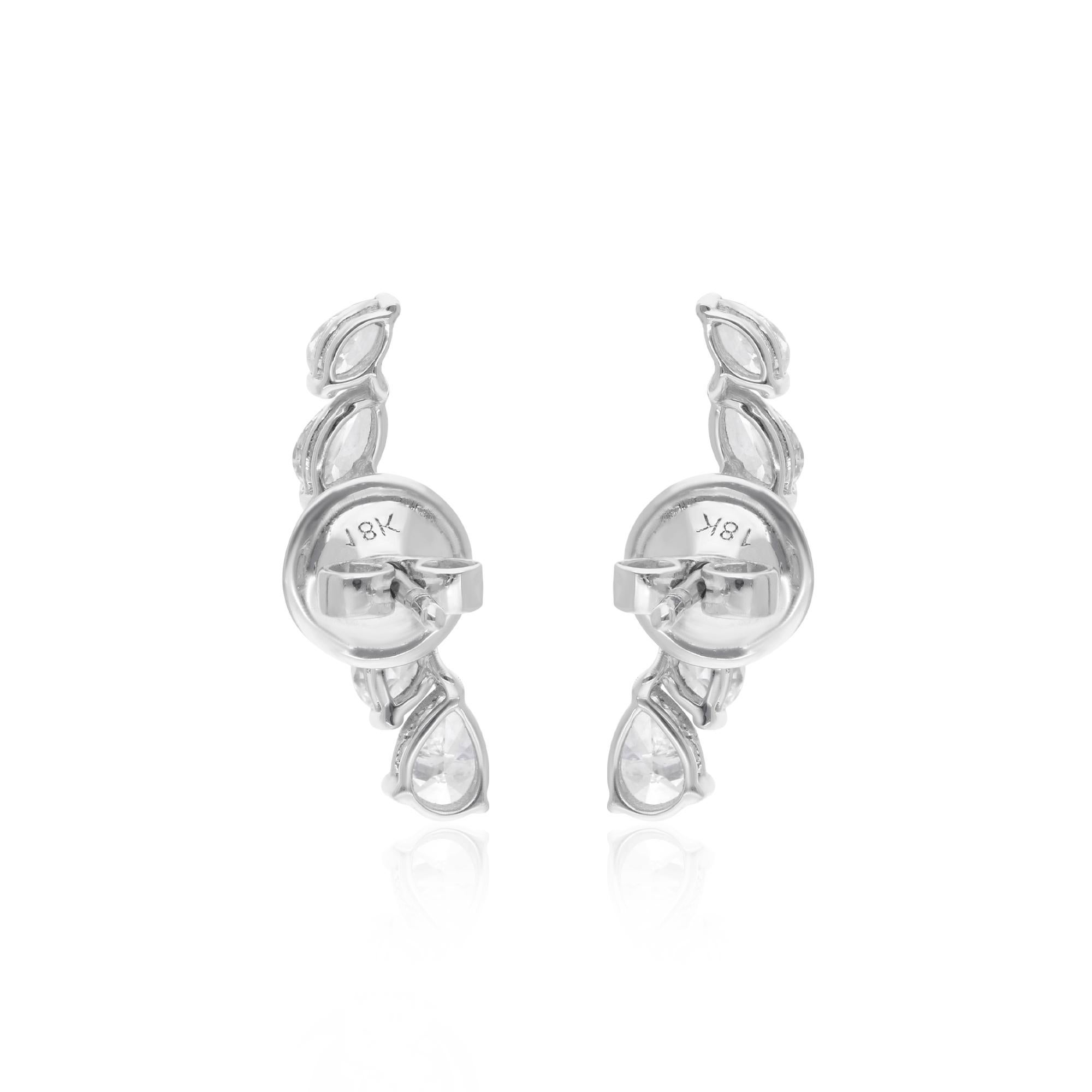 Moderne Boucles d'oreilles en or blanc 10 carats avec diamants naturels en forme de poire Bijoux faits à la main en vente