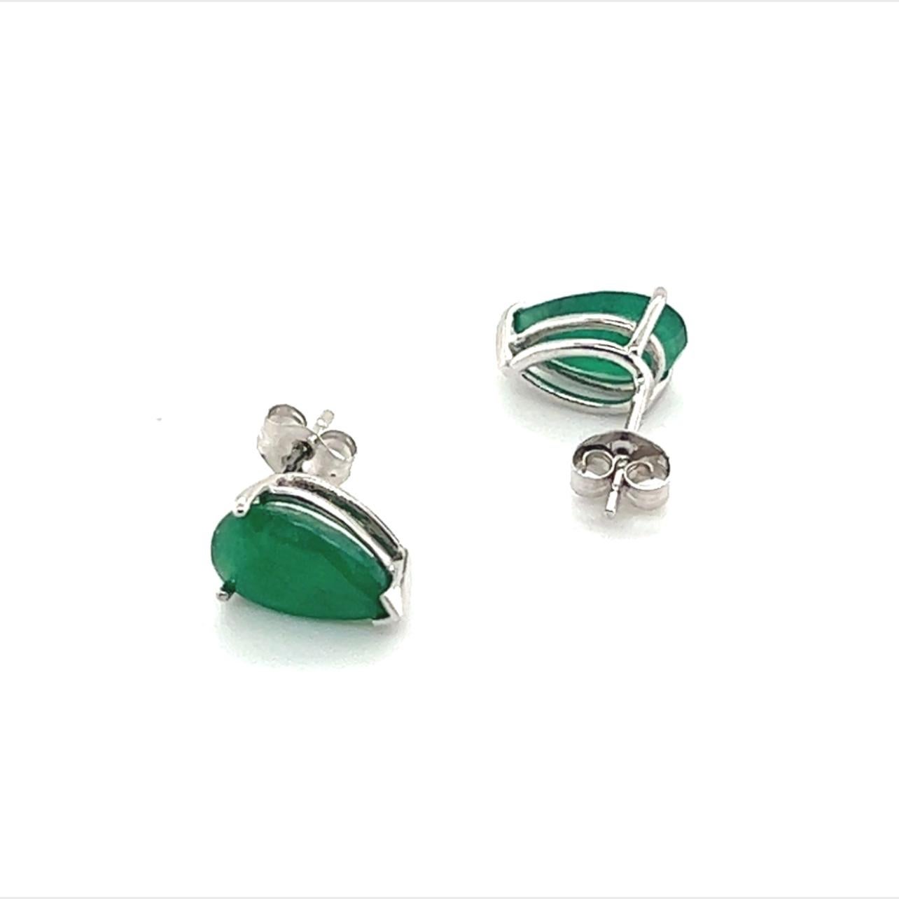 Women's Natural Pear Shape Emerald Earrings 14k Gold 2.36 TCW Certified