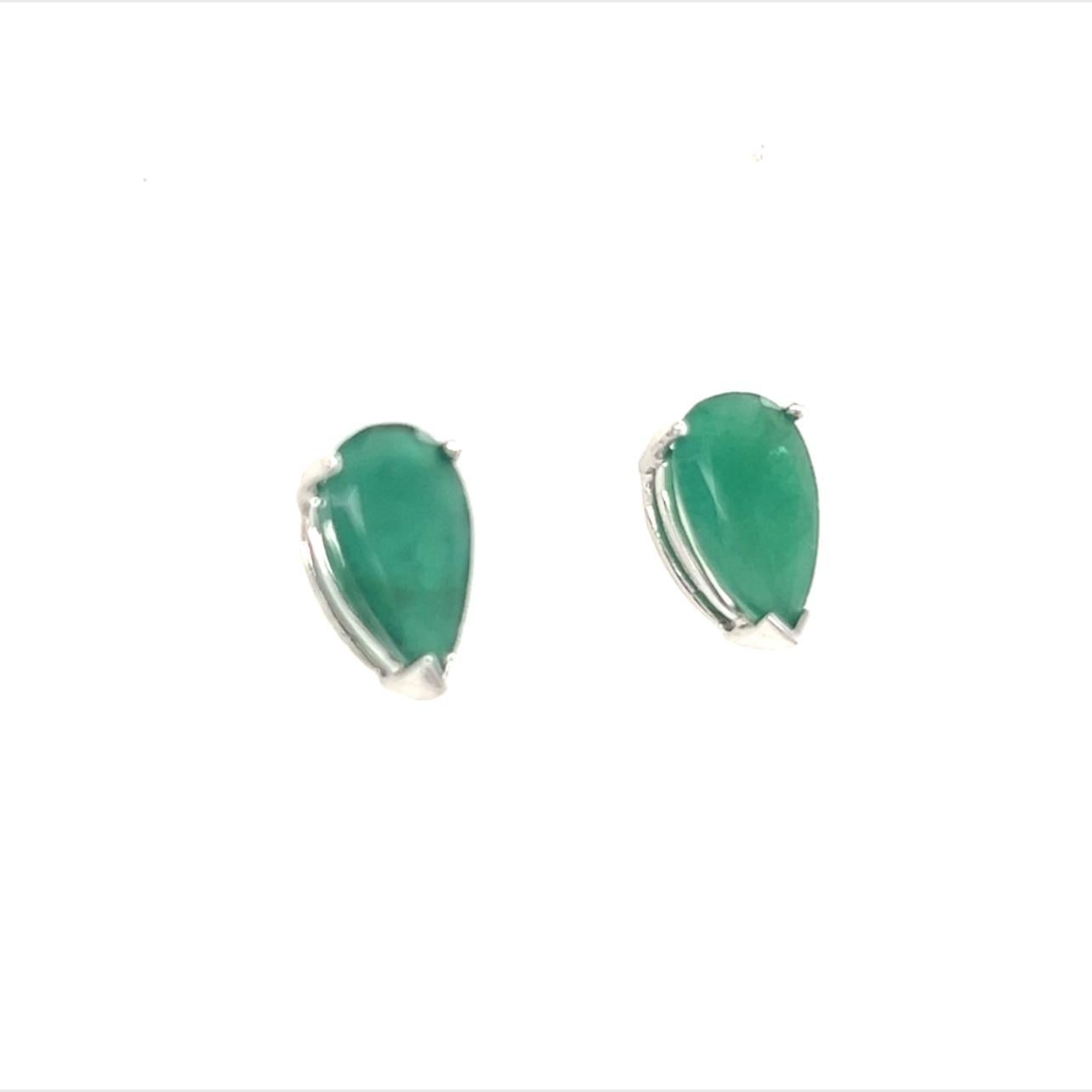 Natural Pear Shape Emerald Earrings 14k Gold 2.36 TCW Certified 2