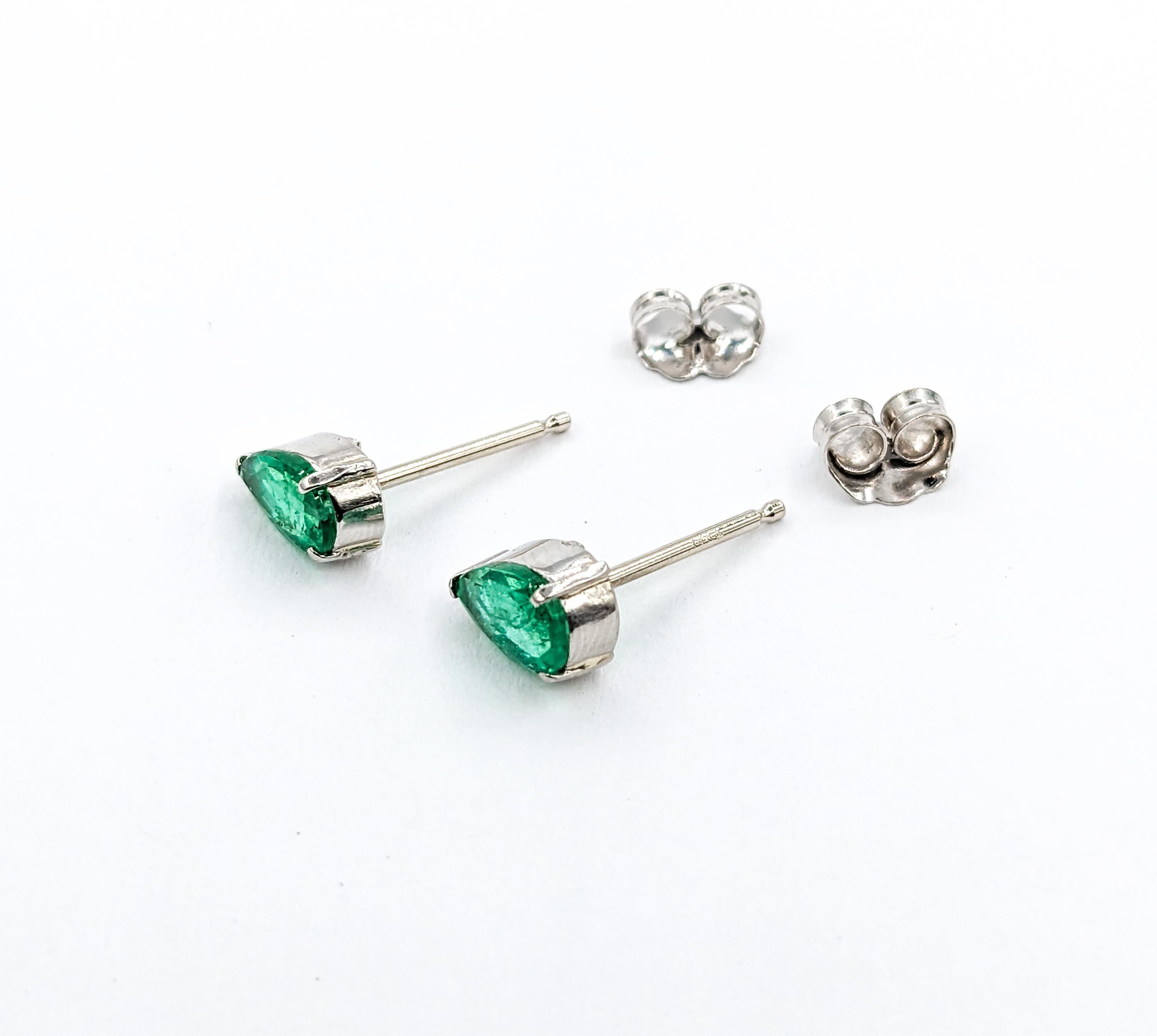 Natural Pear Shape Emerald Stud Earring in White Gold

Unveil the splendor of these stunning earrings, exquisitely crafted in 14k white gold. They boast a total of 1.50 carats of emeralds, each sparkling with captivating clarity and a rich, vibrant