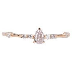 Natural Pear-Shape Pink Diamond Cluster Ring 14k Rose Gold R6514