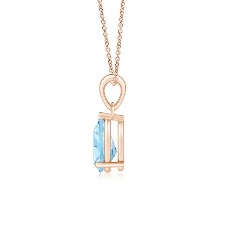 ANGARA Natural Pear-Shaped 1.25ct Aquamarine Solitaire Pendant in 14K Rose Gold In New Condition For Sale In Los Angeles, CA
