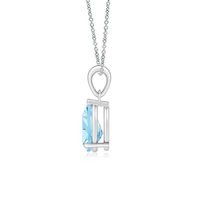 ANGARA Natural Pear-Shaped 1.25ct Aquamarine Solitaire Pendant in 14K White Gold In New Condition For Sale In Los Angeles, CA