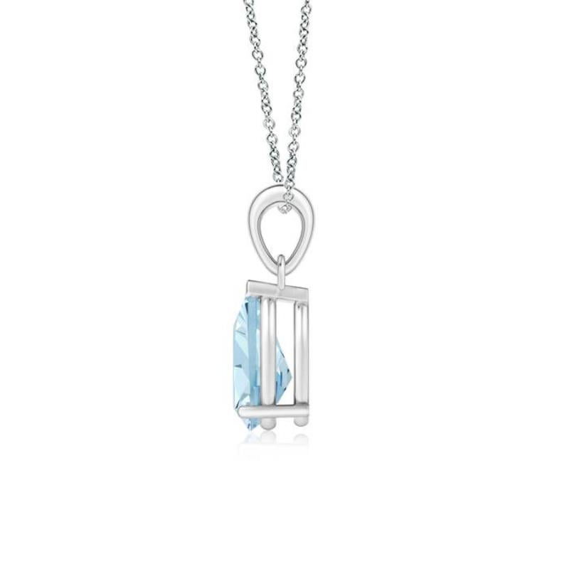 ANGARA Natural Pear-Shaped 1.25ct Aquamarine Solitaire Pendant in Platinum In New Condition For Sale In Los Angeles, CA