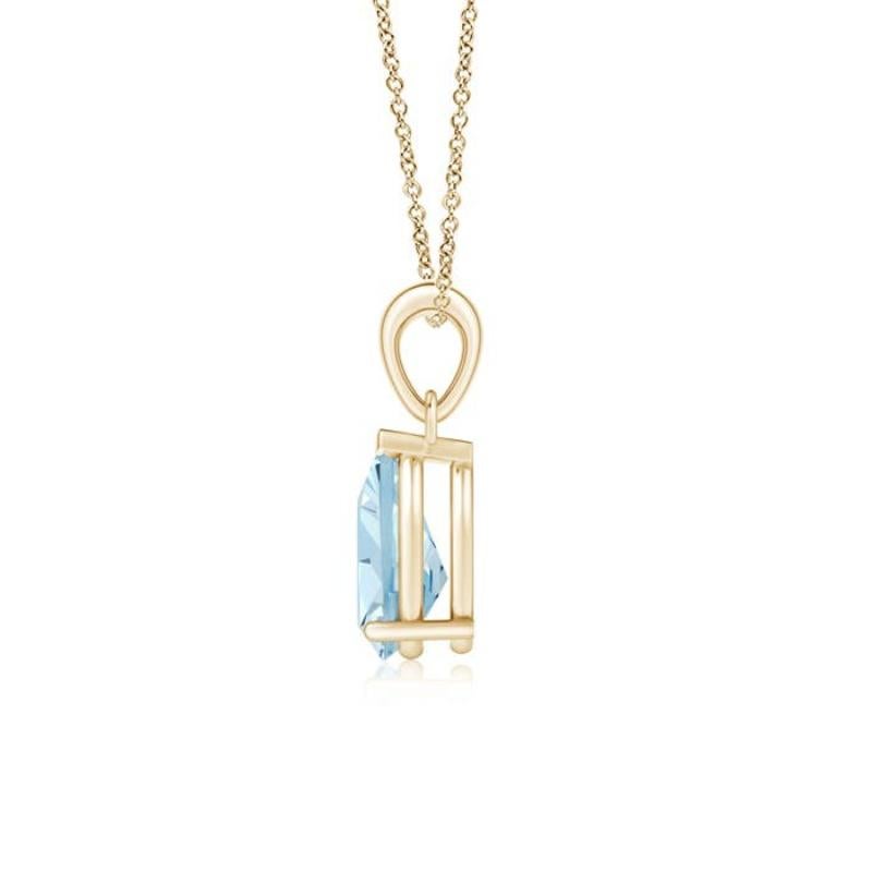 ANGARA Natural Pear-Shaped 1.25ct Aquamarine Solitaire Pendant in 14K YellowGold In New Condition For Sale In Los Angeles, CA