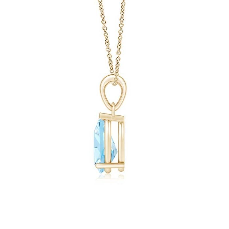 ANGARA Natural Pear-Shaped 1.25ct Aquamarine Solitaire Pendant in 14K YellowGold In New Condition For Sale In Los Angeles, CA