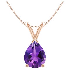 ANGARA Natural Pear-Shaped 1.5ct Amethyst Solitaire Pendant in 14K Rose Gold