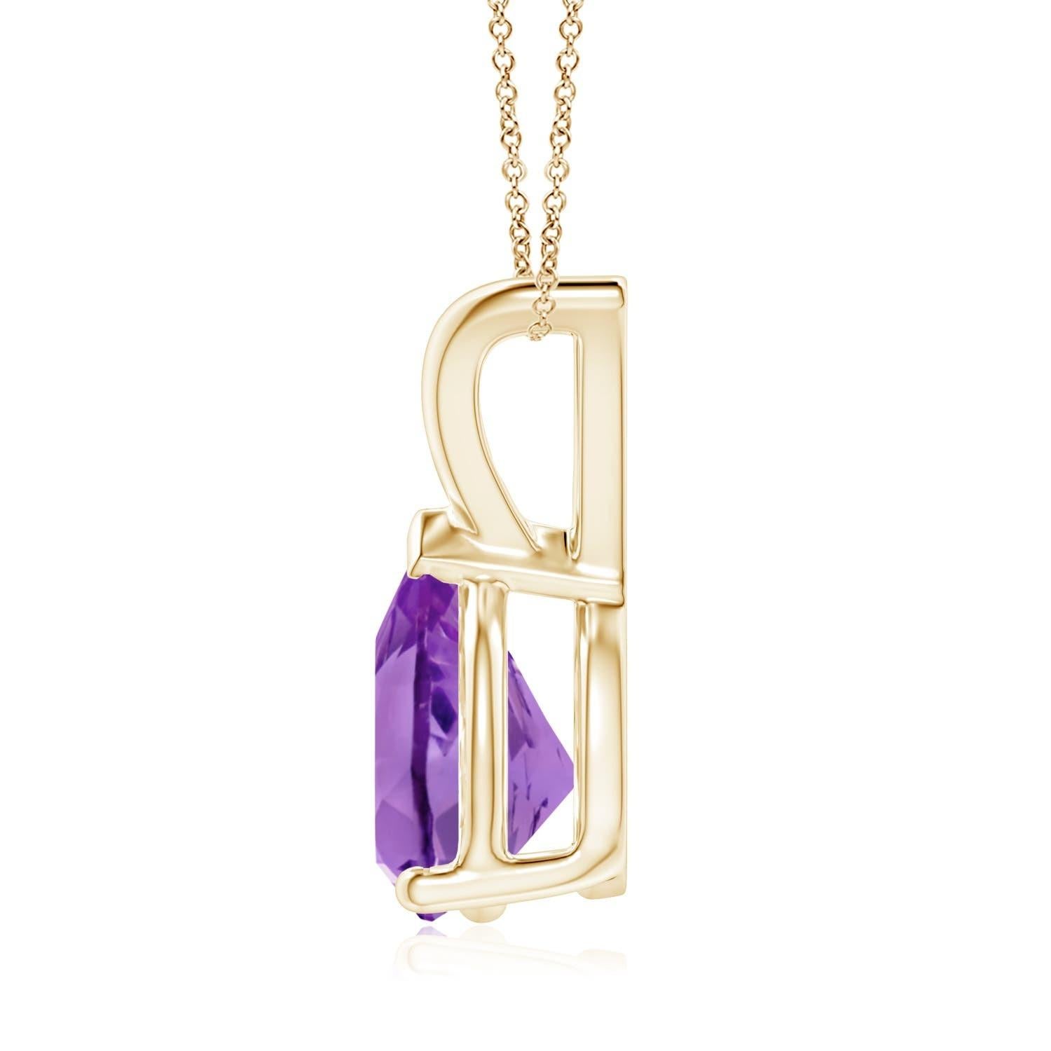 ANGARA Pendentif solitaire en or jaune 14 carats avec améthyste naturelle en forme de poire de 1,5 carat Neuf - En vente à Los Angeles, CA