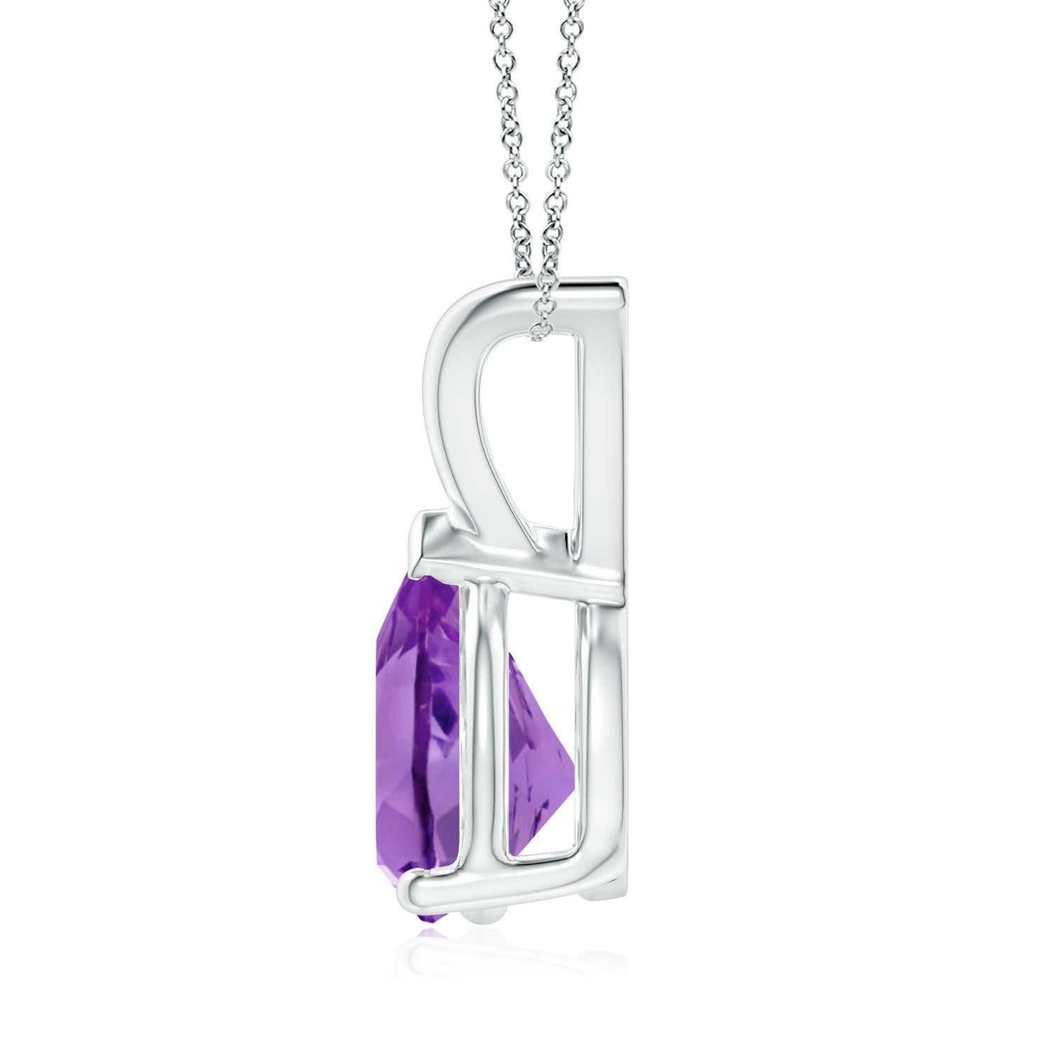 Pear Cut ANGARA Natural Pear-Shaped 1.5ct Amethyst Solitaire Pendant in Platinum For Sale