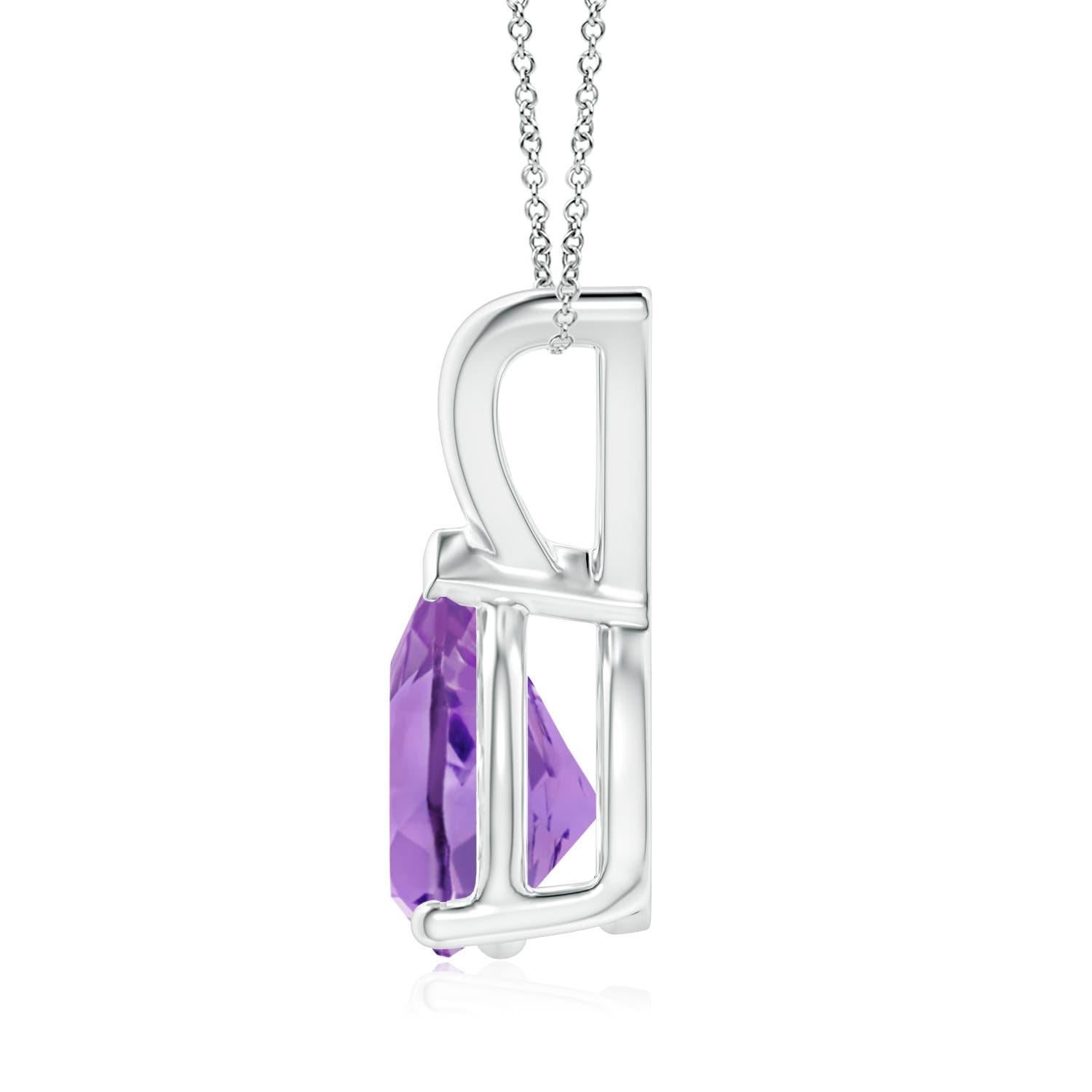 Taille poire Pendentif solitaire en platine avec améthyste naturelle en forme de poire de 1.5 carat en vente