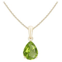 Ciondolo solitario di peridoto naturale a forma di pera da 1,6 carati in oro giallo 14K