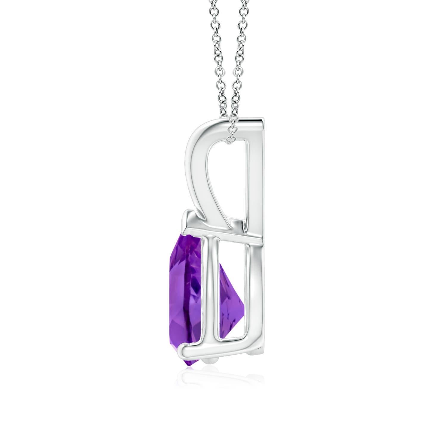 Modern Natural Pear-Shaped 1ct Amethyst Solitaire Pendant in Platinum For Sale