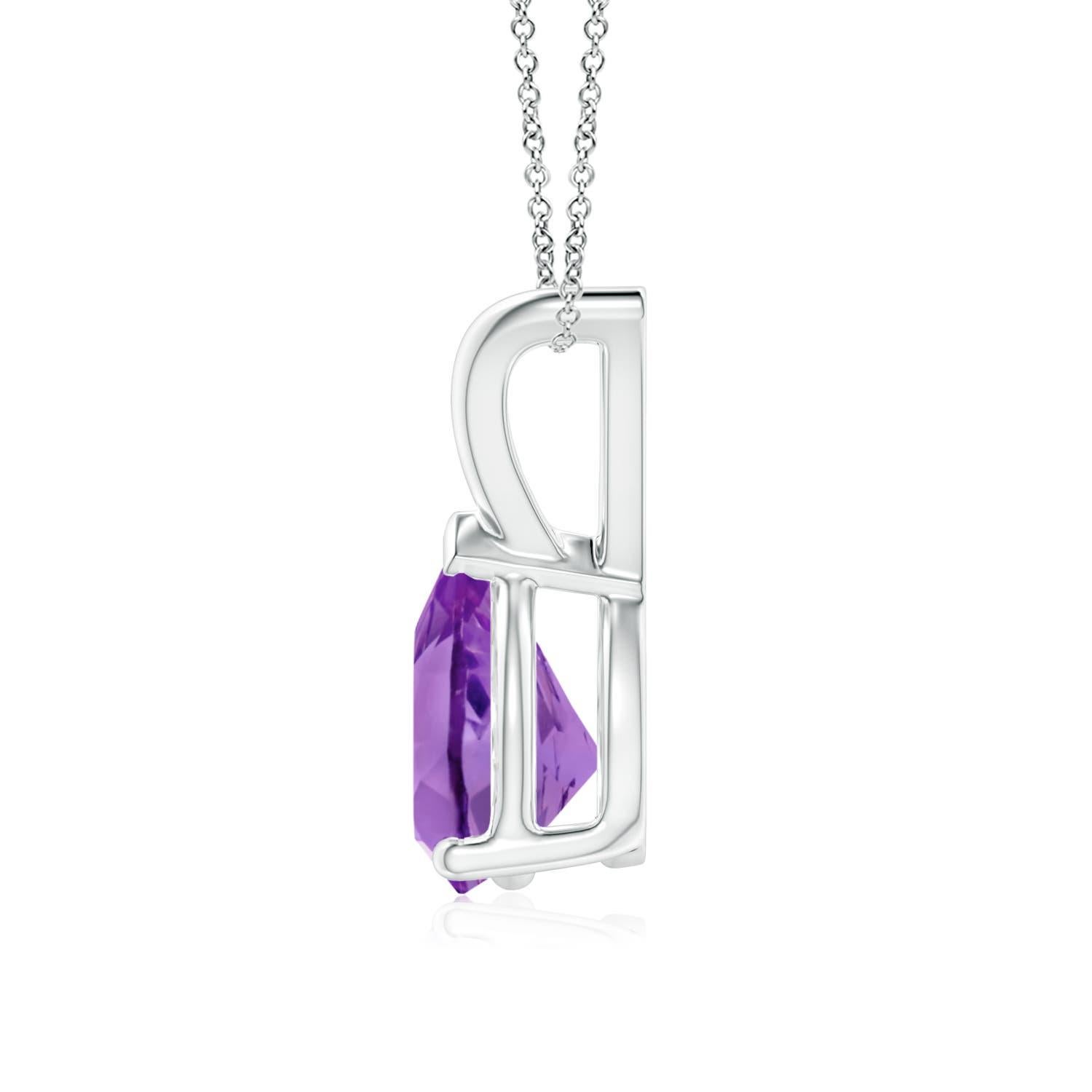 Pear Cut ANGARA Natural Pear-Shaped 1ct Amethyst Solitaire Pendant in Platinum For Sale