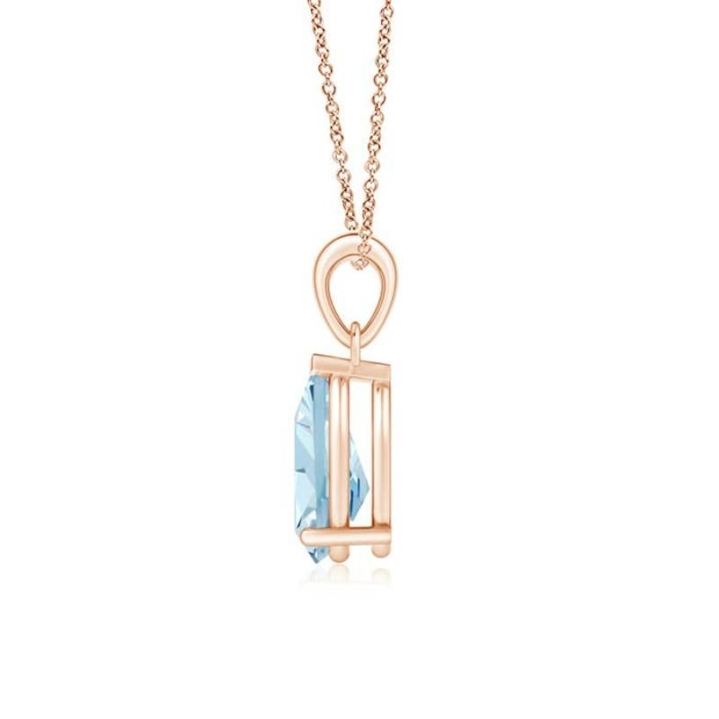 ANGARA Natural Pear-Shaped 1.60ct Aquamarine Solitaire Pendant in 14K Rose Gold In New Condition For Sale In Los Angeles, CA