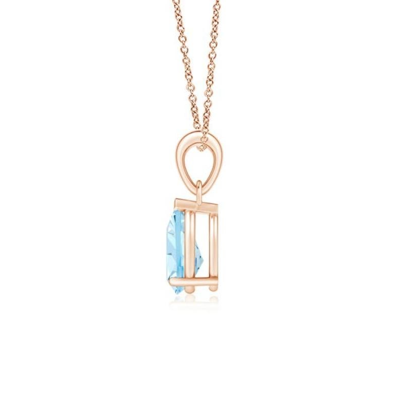 ANGARA Natural Pear-Shaped 0.85ct Aquamarine Solitaire Pendant in 14K Rose Gold In New Condition For Sale In Los Angeles, CA