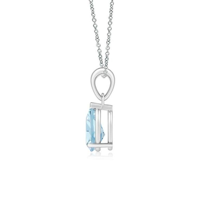 ANGARA Natural Pear-Shaped 0.85ct Aquamarine Solitaire Pendant in 14K White Gold In New Condition For Sale In Los Angeles, CA