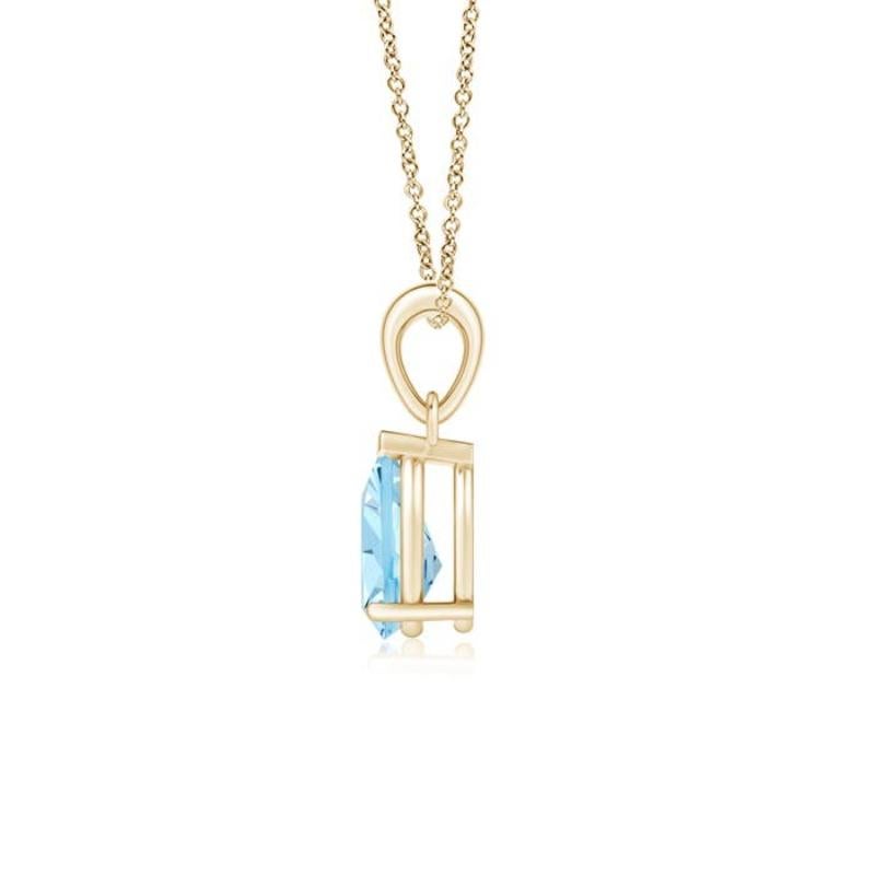 ANGARA Natural Pear-Shaped 085ct Aquamarine Solitaire Pendant in 14K YellowGold In New Condition For Sale In Los Angeles, CA