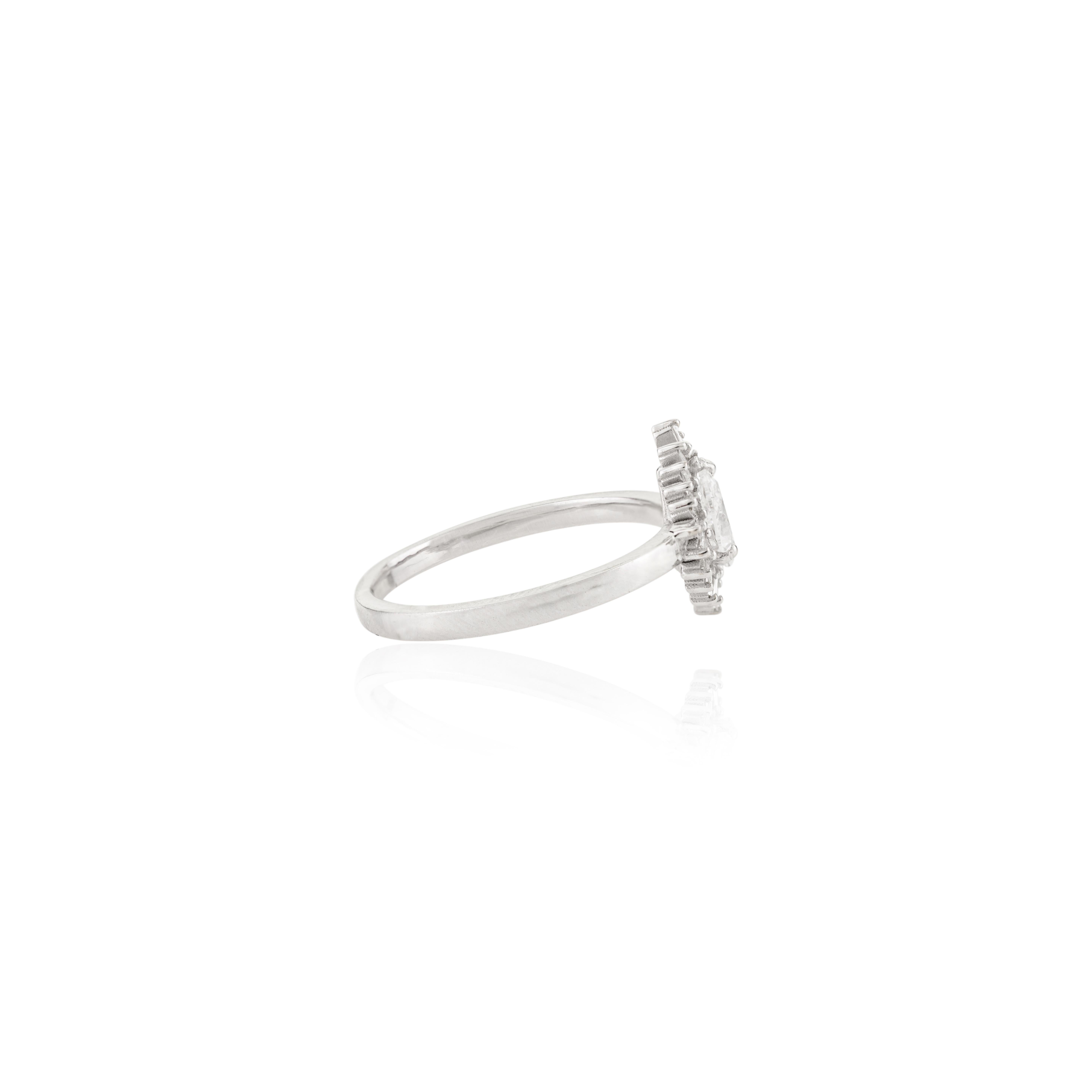 For Sale:  Natural Pear Shaped Diamond Engagement Ring in 18k Solid White Gold Fine Jewelry 3