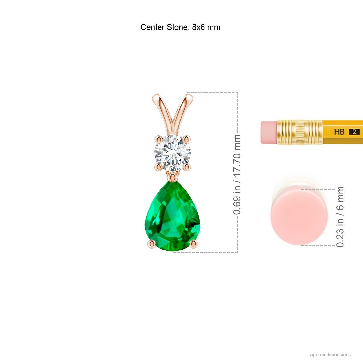 Modern Natural Pear-Shaped Emerald V-Bale Pendant in 14K Rose Gold Size-8x6mm For Sale