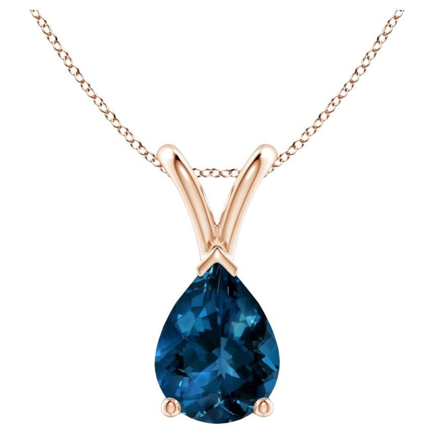 ANGARA Natural Pear-Shaped 1.25ct London Blue Topaz Pendant in 14K Rose Gold For Sale